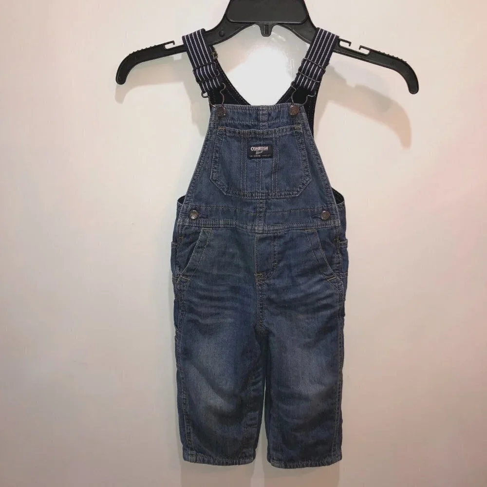 OshKosh Bgosh Toddler Size 24M 24 Months Vestbak Lined Snap Denim Overalls